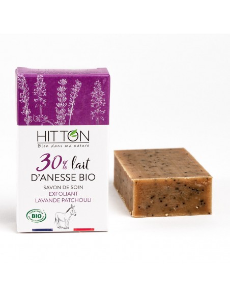 Savon au lait d'ânesse bio exfoliant lavande patchouli