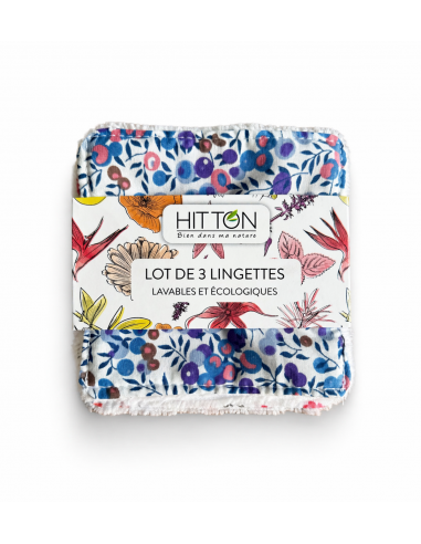 LOT DE 3 LINGETTES LAVABLES