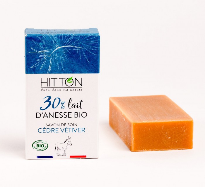 Organic donkey milk soap woody scent cedarwood and vetiver | Hitton